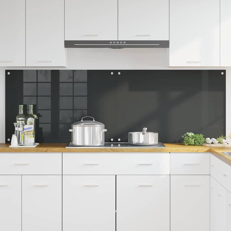 Vidaxl Keuken Spatscher 2 Stück Donkergrijs 90 x 60 cm Hartglas