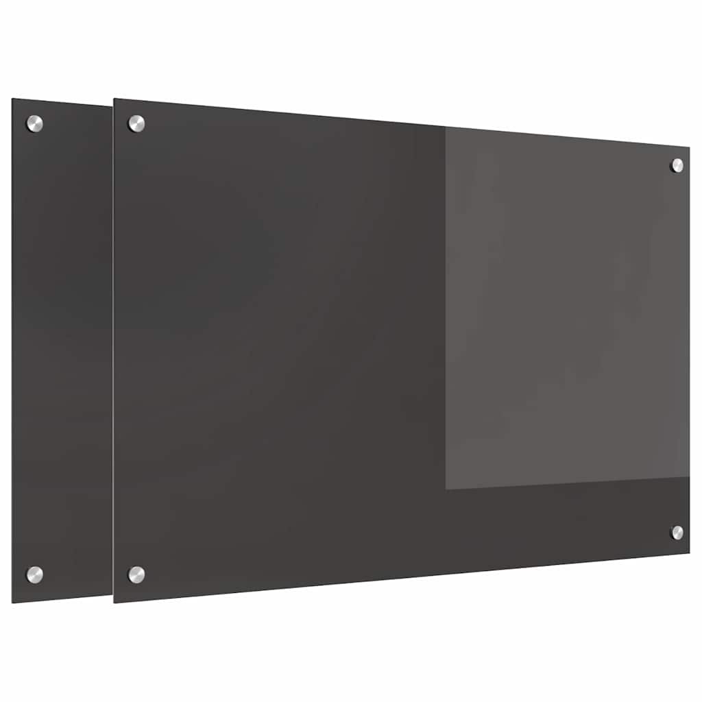Vidaxl Keuken Spatscher 2 Stück Donkergrijs 90 x 60 cm Hartglas