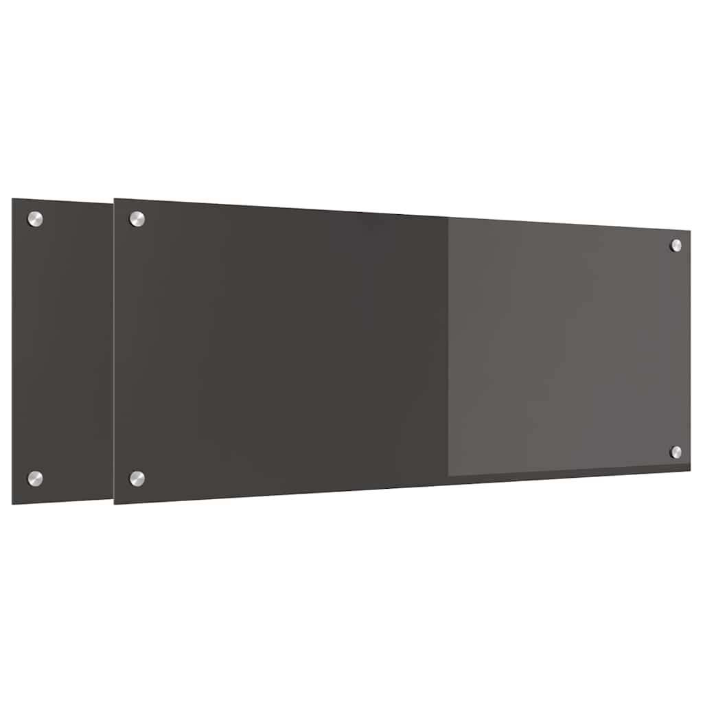 Vidaxxl Küchenrückwand 2 Stück dunkelgrau 100 x 40 cm gehärtetes Glas