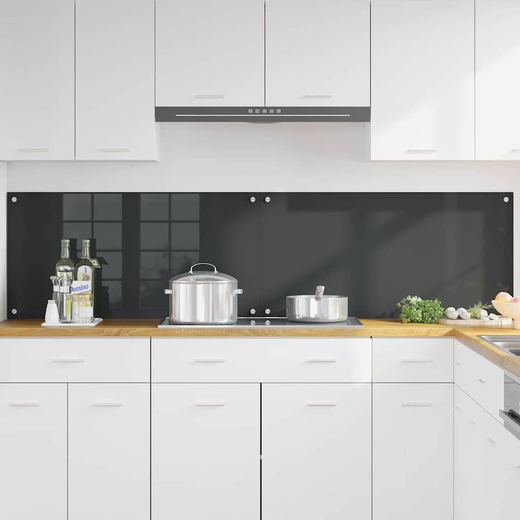 Vidaxxl Küchenrückwand 2 Stück dunkelgrau 100 x 50 cm gehärtetes Glas