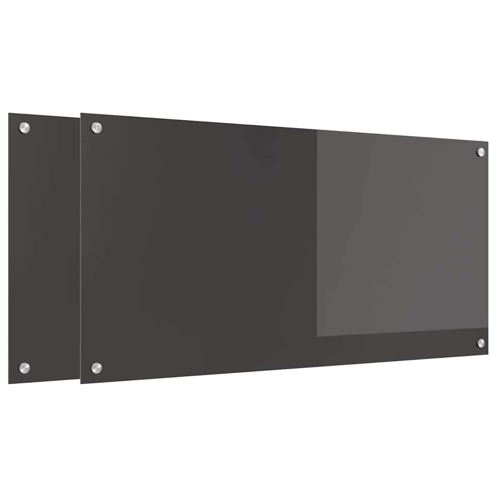 Vidaxxl Küchenrückwand 2 Stück dunkelgrau 100 x 50 cm gehärtetes Glas