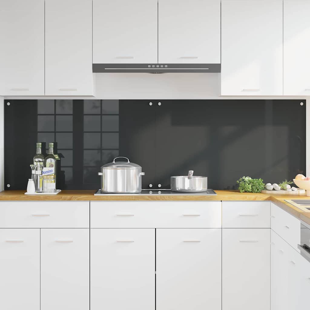 Vidaxxl Küchenrückwand 2 Stück dunkelgrau 100 x 60 cm gehärtetes Glas