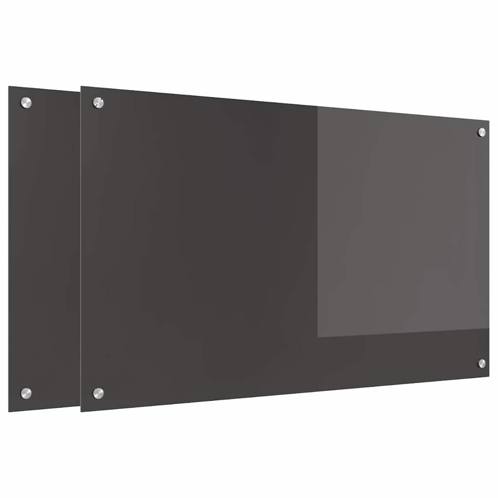 Vidaxxl Küchenrückwand 2 Stück dunkelgrau 100 x 60 cm gehärtetes Glas