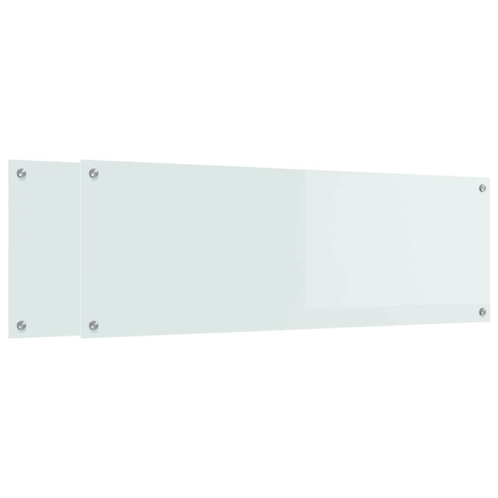 VidaXL Küchenrückwand 2 Stück Weiß 120 x 40 cm Hartglas
