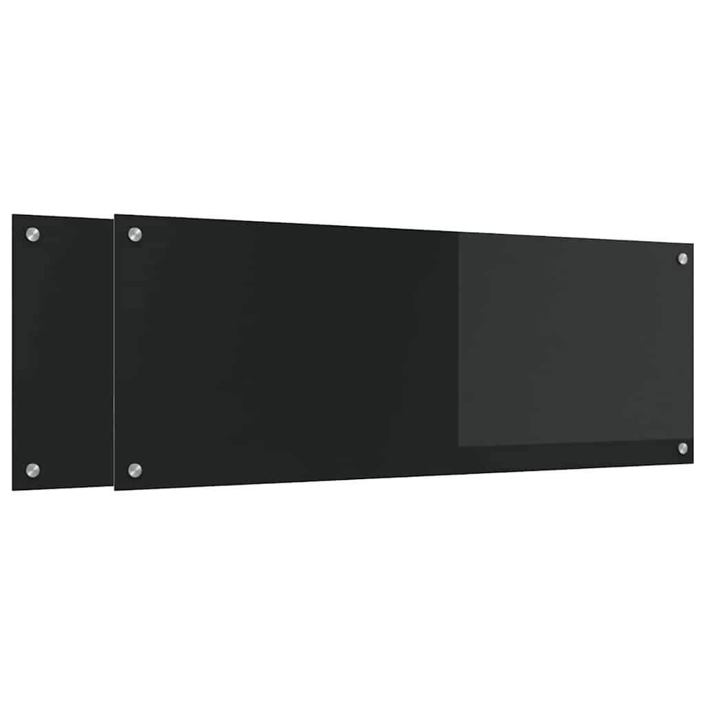 Vidaxxl Küchenrückwand 2 Stück schwarz 110 x 40 cm gehärtetes Glas