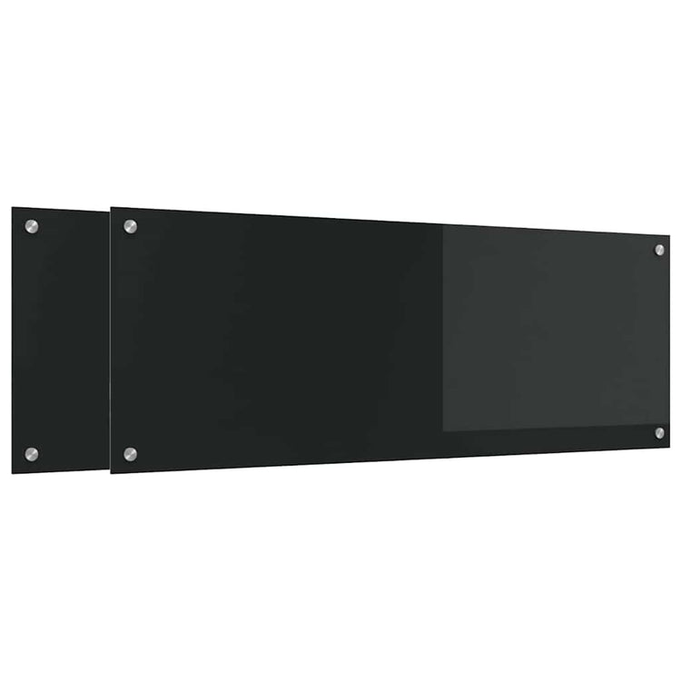 Vidaxxl Küchenrückwand 2 Stück schwarz 110 x 40 cm gehärtetes Glas