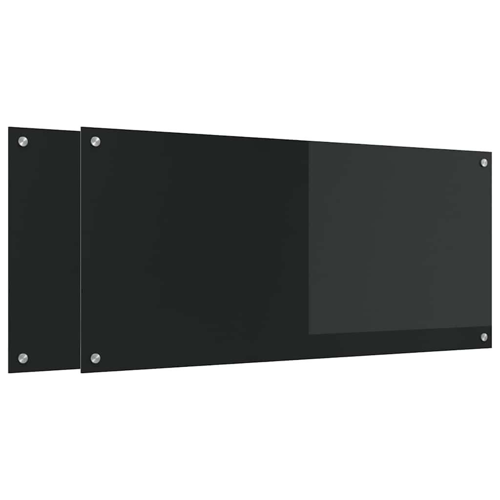Vidaxxl Küchenrückwand 2 Stück schwarz 110 x 50 cm gehärtetes Glas