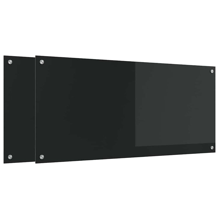 Vidaxxl Küchenrückwand 2 Stück schwarz 110 x 50 cm gehärtetes Glas