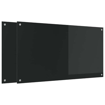Vidaxxl Küchenrückwand 2 Stück schwarz 110 x 60 cm gehärtetes Glas