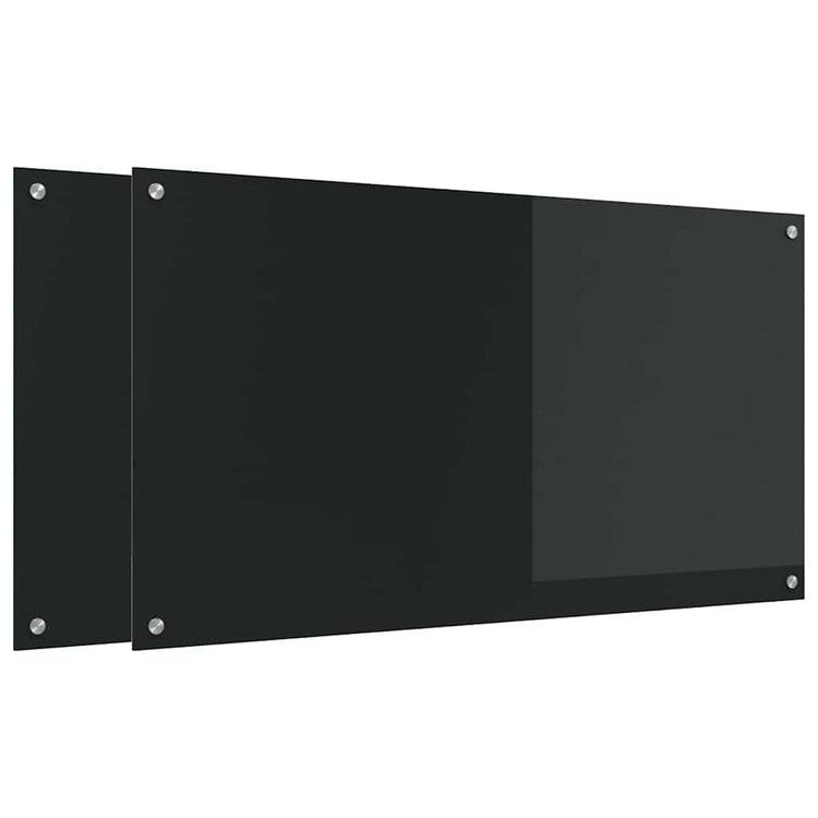 Vidaxxl Küchenrückwand 2 Stück schwarz 110 x 60 cm gehärtetes Glas