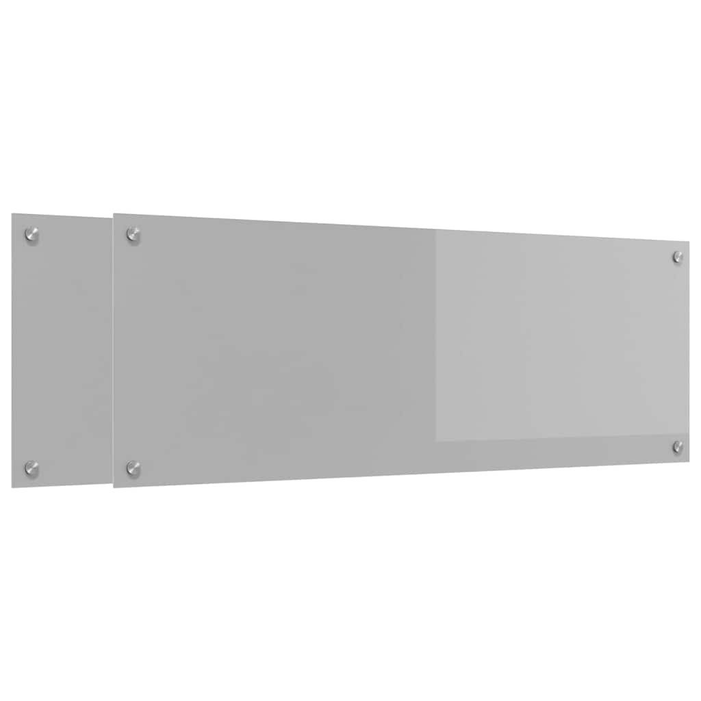 Vidaxxl Küchenrückwand 2 Stück hellgrau 110 x 40 cm gehärtetes Glas