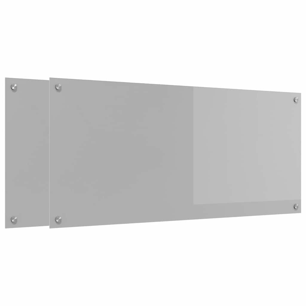 Vidaxxl Küchenrückwand 2 Stück hellgrau 110 x 50 cm gehärtetes Glas