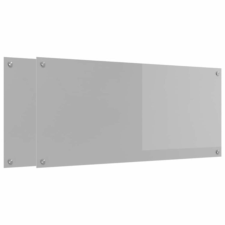 Vidaxxl Küchenrückwand 2 Stück hellgrau 110 x 50 cm gehärtetes Glas
