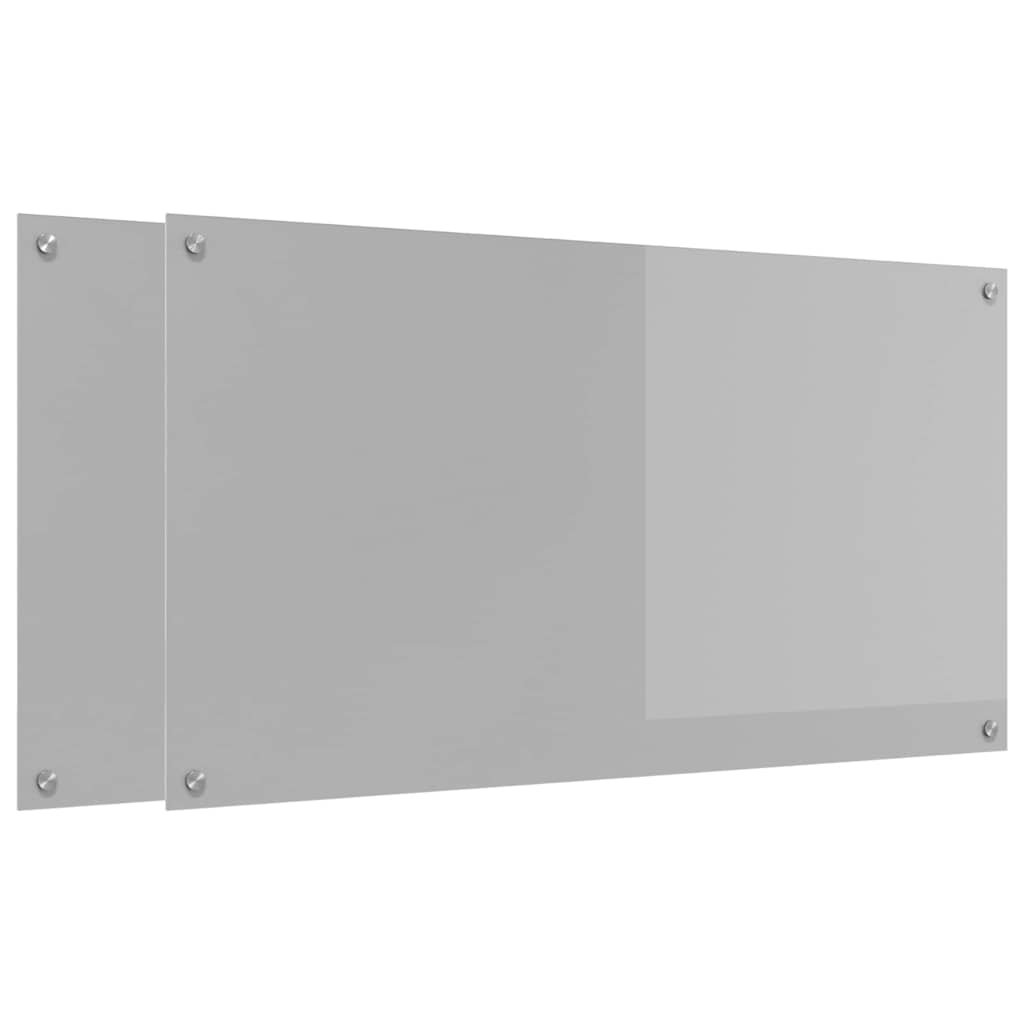 Vidaxxl Küchenrückwand 2 Stück hellgrau 110 x 60 cm gehärtetes Glas