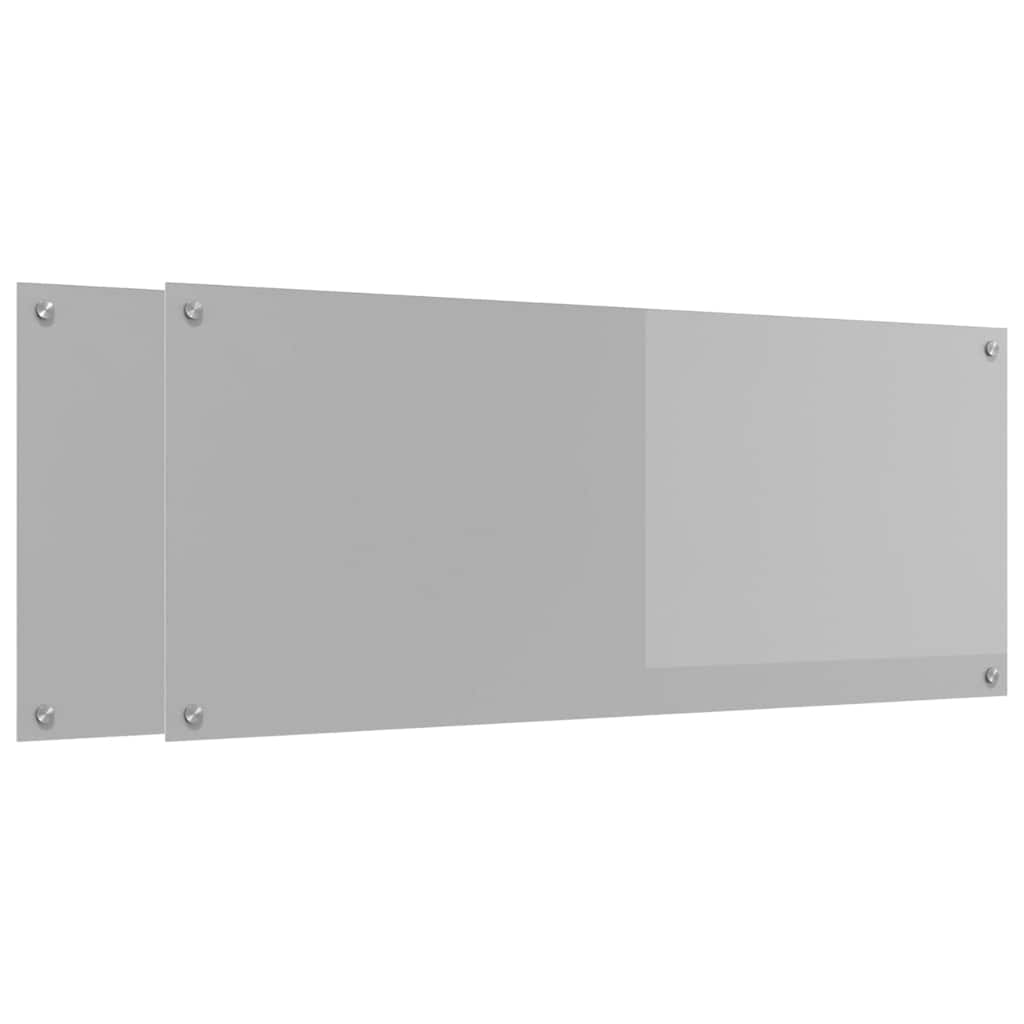 Vidaxxl Küchenrückwand 2 Stück hellgrau 120 x 50 cm gehärtetes Glas