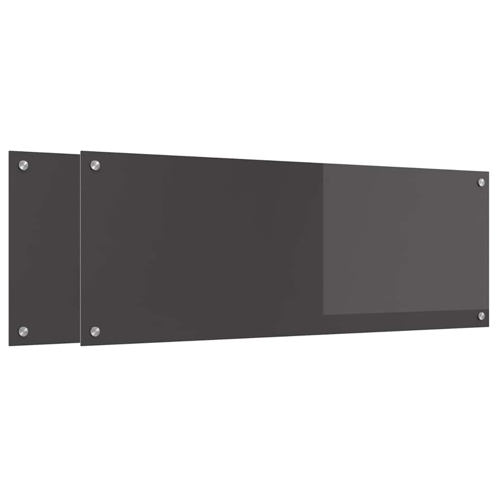 Vidaxxl Küchenrückwand 2 Stück dunkelgrau 110 x 40 cm gehärtetes Glas