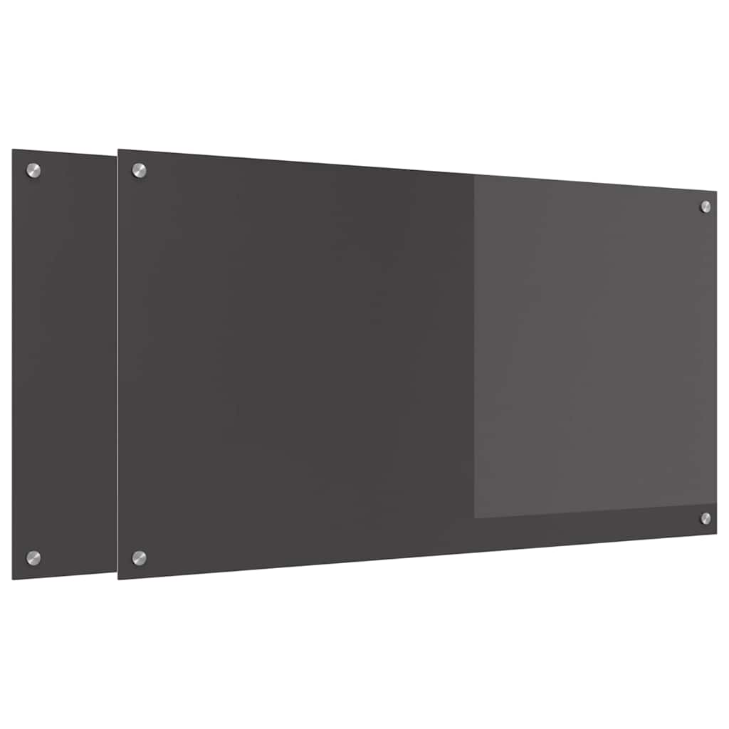 Vidaxxl Küchenrückwand 2 Stück dunkelgrau 110 x 60 cm gehärtetes Glas