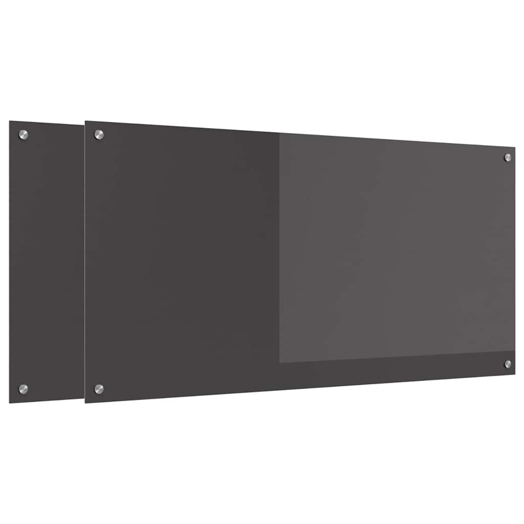 Vidaxxl Küchenrückwand 2 Stück dunkelgrau 120 x 60 cm gehärtetes Glas