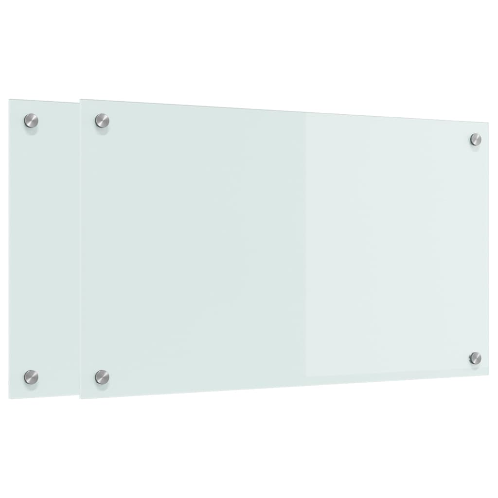 VidaXL Küchenrückwand 2 Stk. Weiß 70 x 40 cm Hartglas