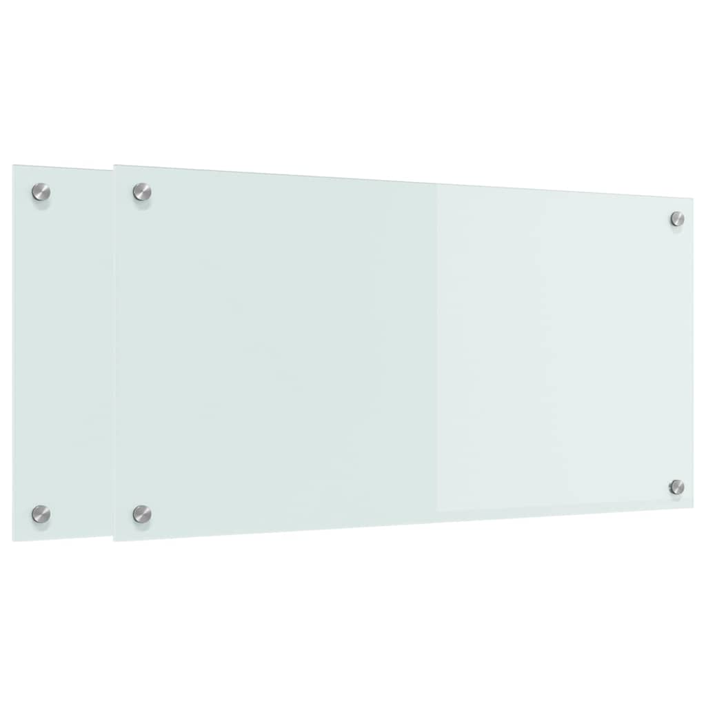 VidaXL Küchenrückwand 2 Stk. Weiß 80 x 40 cm Hartglas