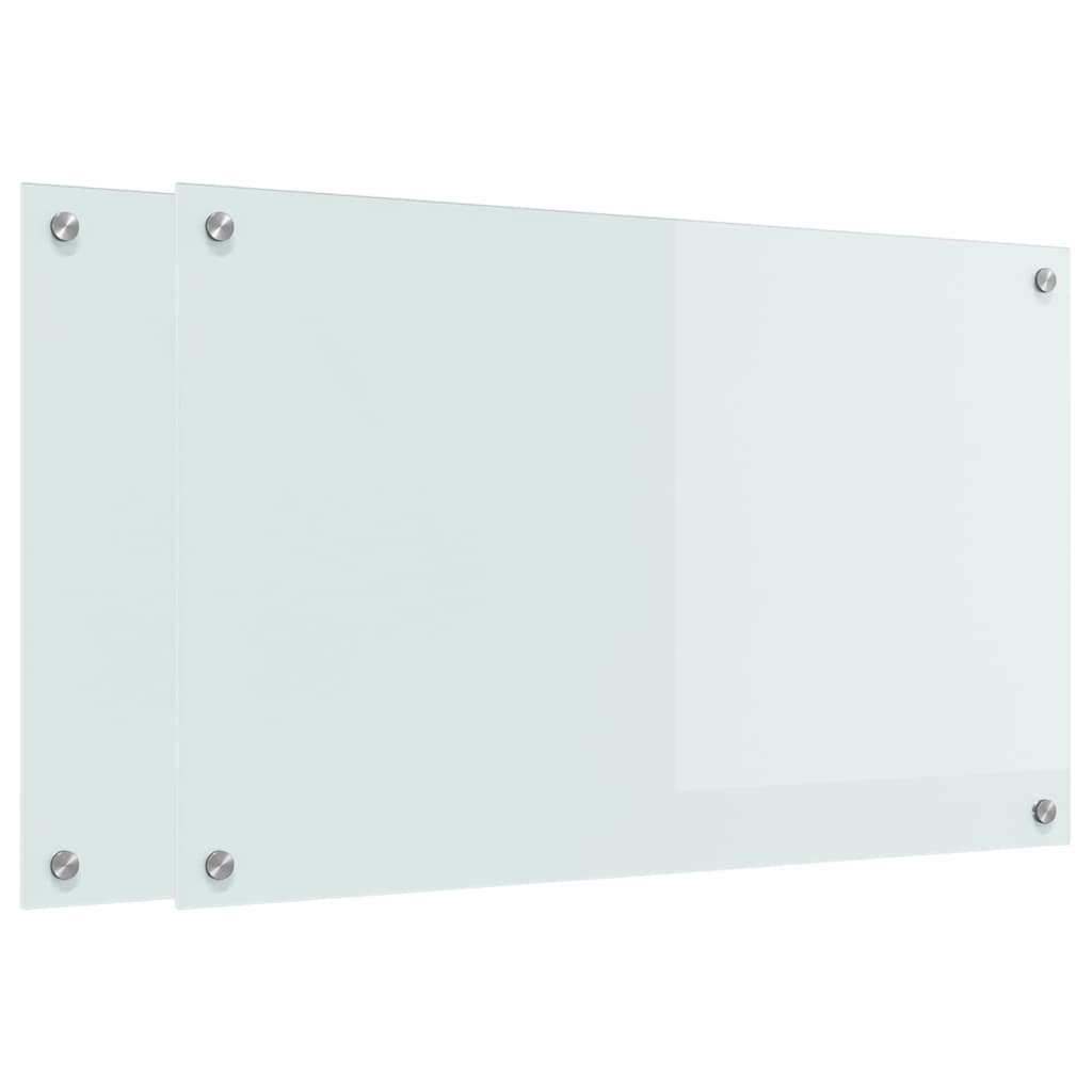VidaXL Küchenrückwand 2 Stk. Weiß 80 x 50 cm Hartglas