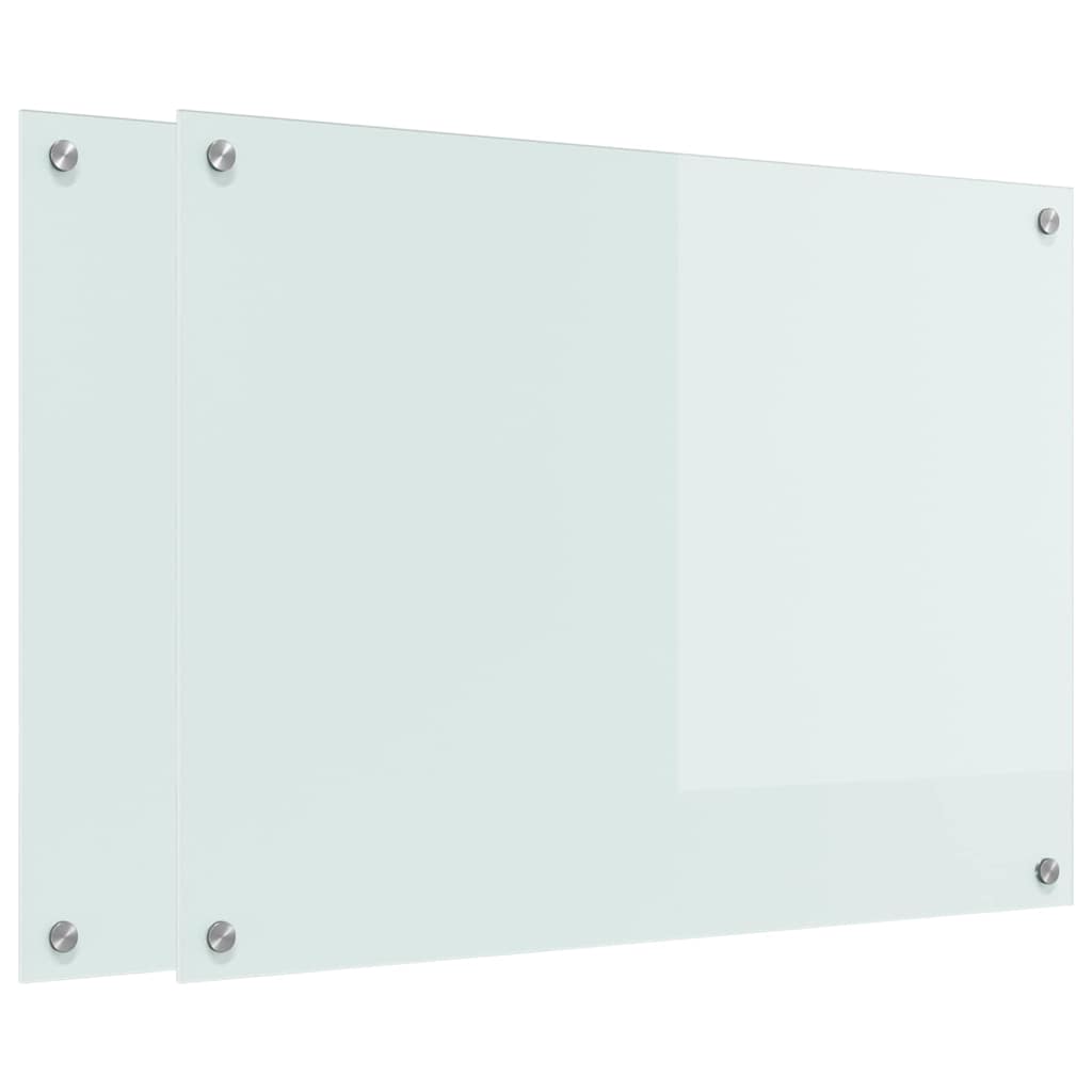 VidaXL Küchenrückwand 2 Stk. Weiß 80 x 60 cm Hartglas
