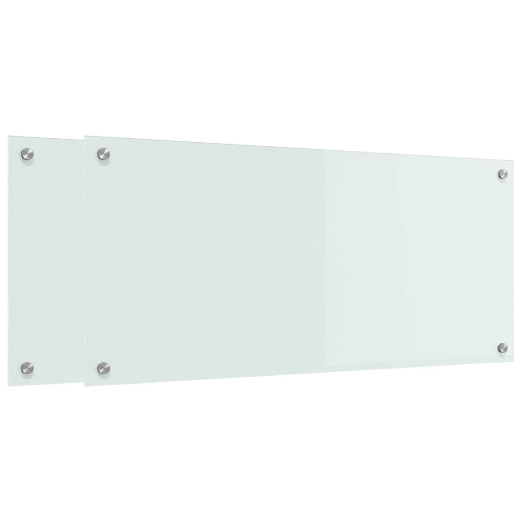 VidaXL Küchenrückwand 2 Stk. Weiß 90 x 40 cm Hartglas