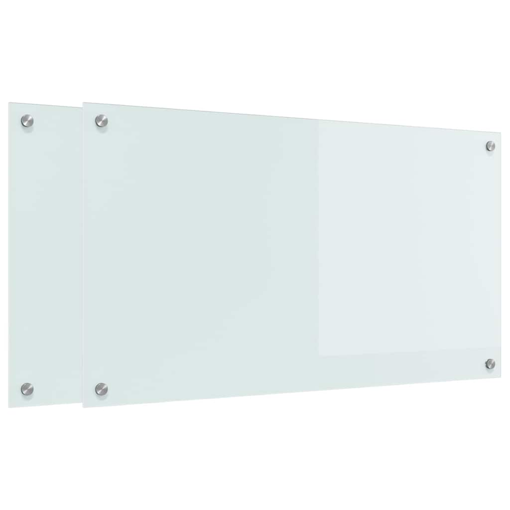 VidaXL Küchenrückwand 2 Stk. Weiß 90 x 50 cm Hartglas
