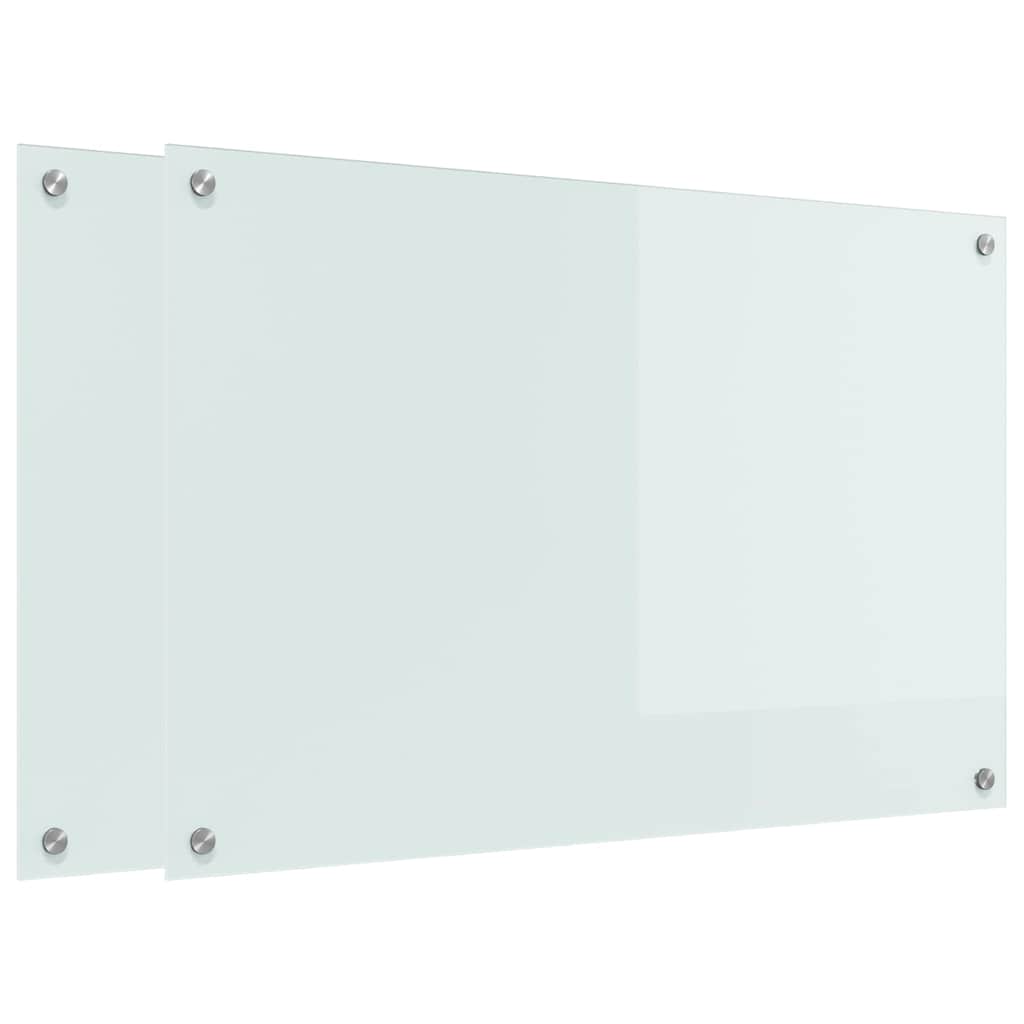 VidaXL Küchenrückwand 2 Stk. Weiß 90 x 60 cm Hartglas