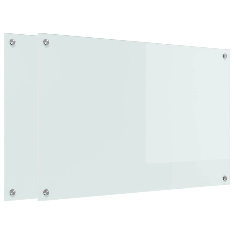 VidaXL Küchenrückwand 2 Stk. Weiß 90 x 60 cm Hartglas