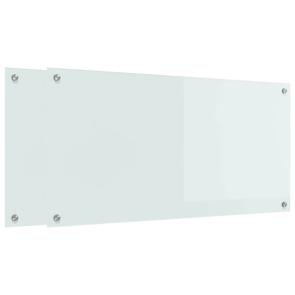 VidaXL Küchenrückwand 2 Stk. Weiß 100 x 50 cm Hartglas