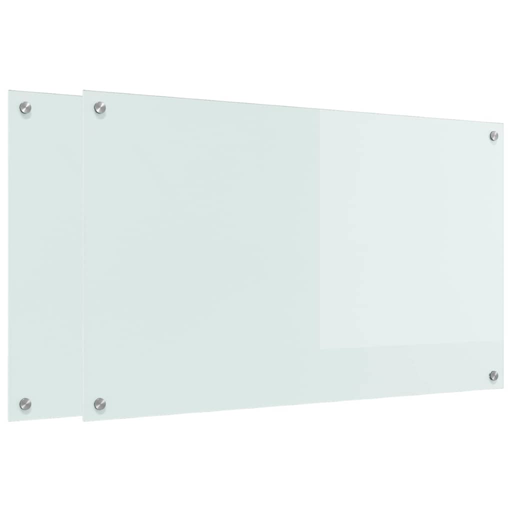 VidaXL Küchenrückwand 2 Stk. Weiß 100 x 60 cm Hartglas