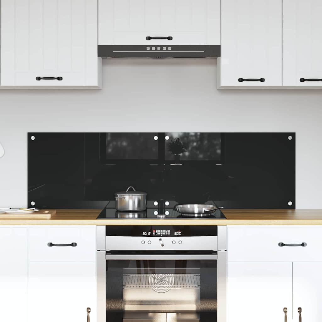 Vidaxxl Küchenrückwand 2 Stk. Schwarz 70 x 40 cm Hartglas