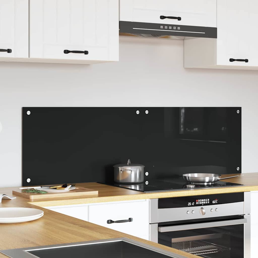 Vidaxxl Küchenrückwand 2 Stk. Schwarz 70 x 40 cm Hartglas