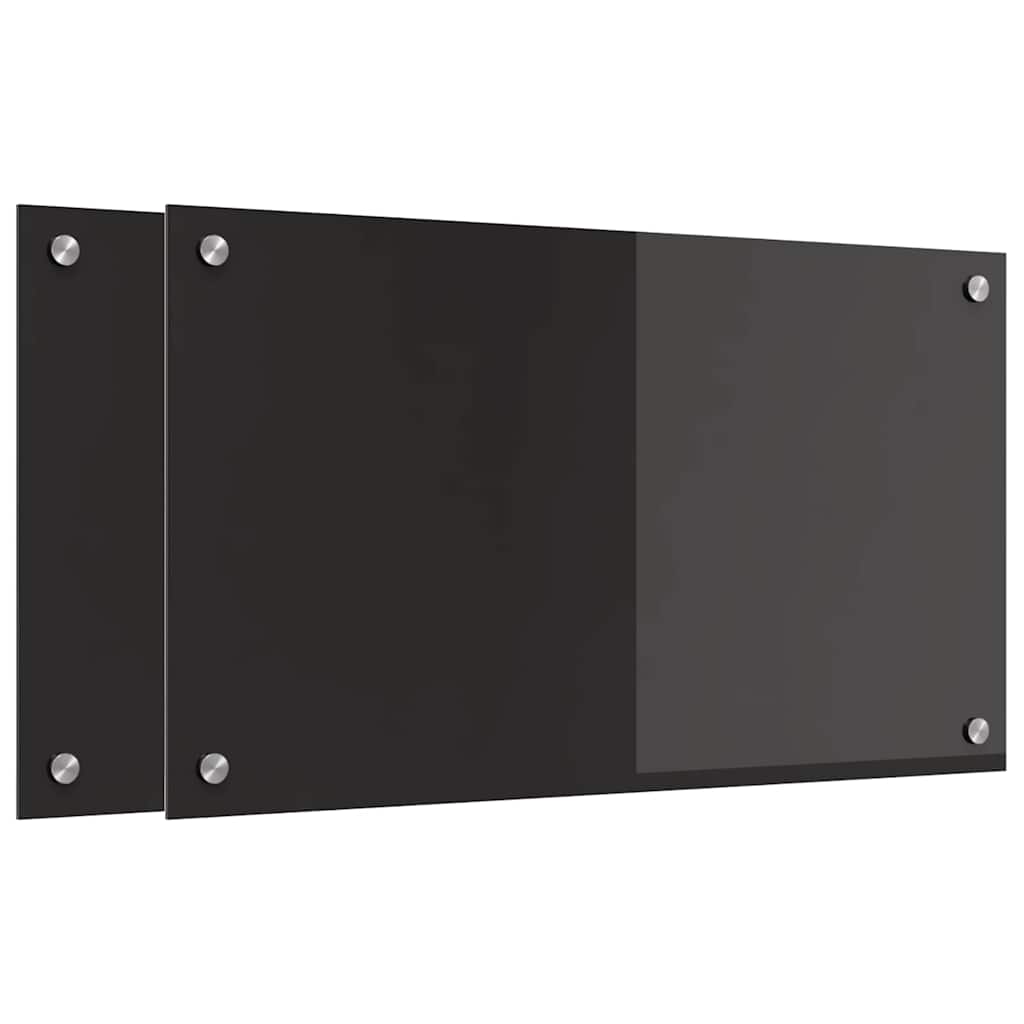 Vidaxxl Küchenrückwand 2 Stk. Schwarz 70 x 40 cm Hartglas