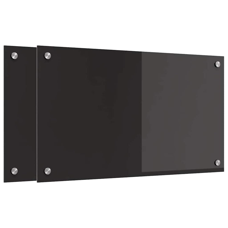 Vidaxxl Küchenrückwand 2 Stk. Schwarz 70 x 40 cm Hartglas