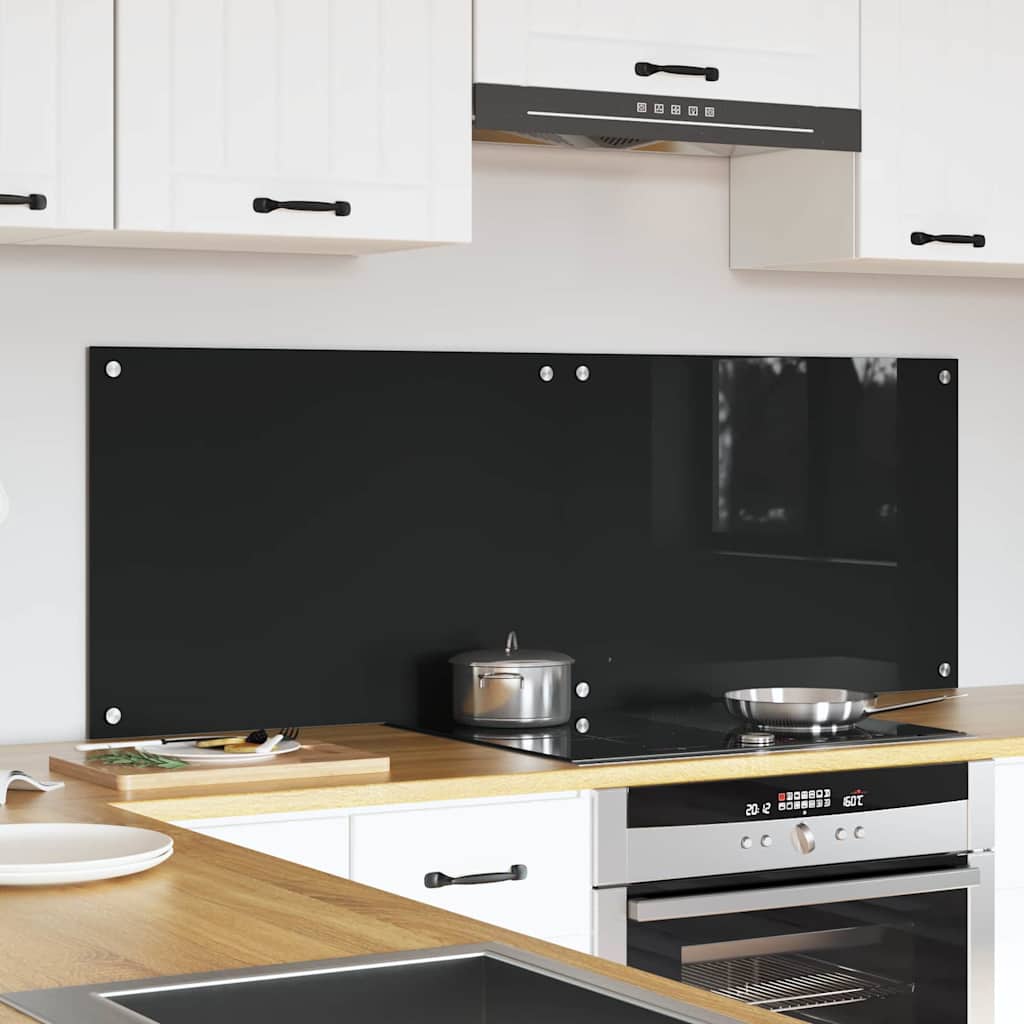 VidaXL Küchenrückwand 2 Stk. Schwarz 70 x 50 cm Hartglas