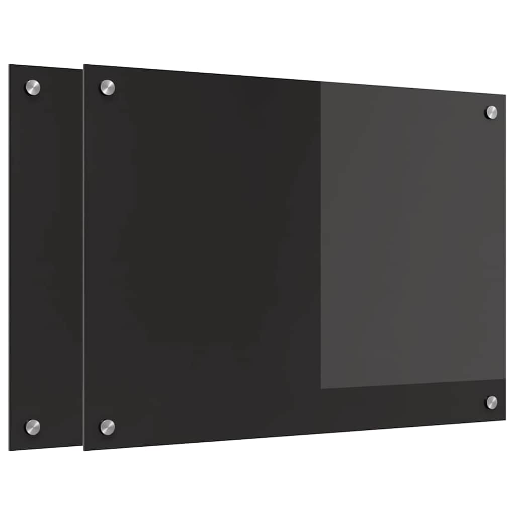 VidaXL Küchenrückwand 2 Stk. Schwarz 70 x 50 cm Hartglas