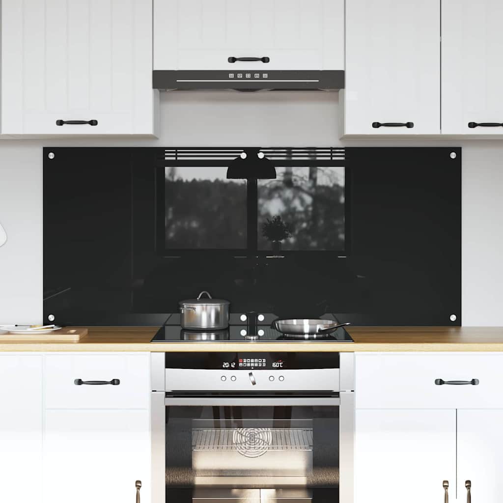 VidaXL Küchenrückwand 2 Stk. Schwarz 70 x 60 cm Hartglas