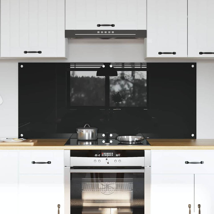 VidaXL Küchenrückwand 2 Stk. Schwarz 70 x 60 cm Hartglas