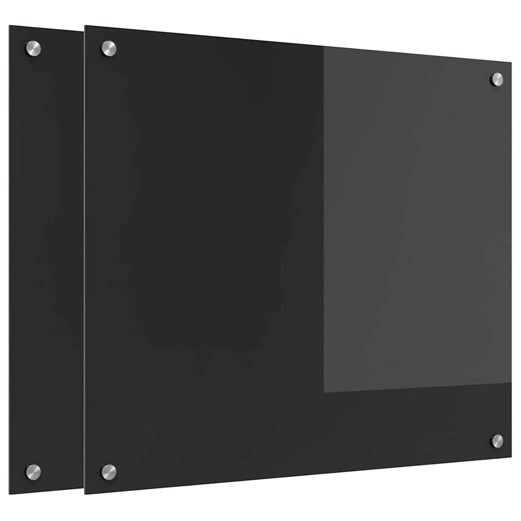 VidaXL Küchenrückwand 2 Stk. Schwarz 70 x 60 cm Hartglas