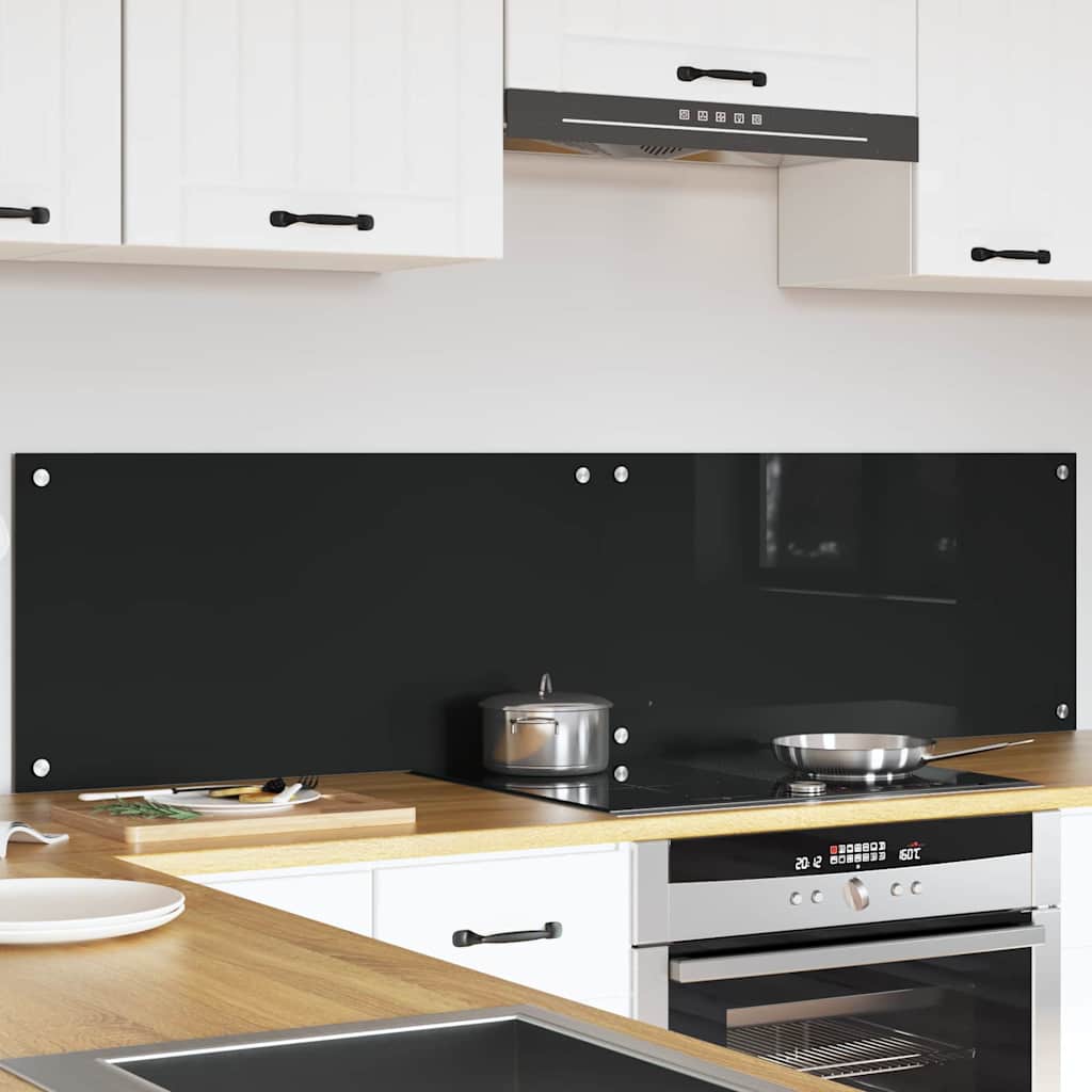 Vidaxxl Küchenrückwand 2 Stk. Schwarz 80 x 40 cm Hartglas