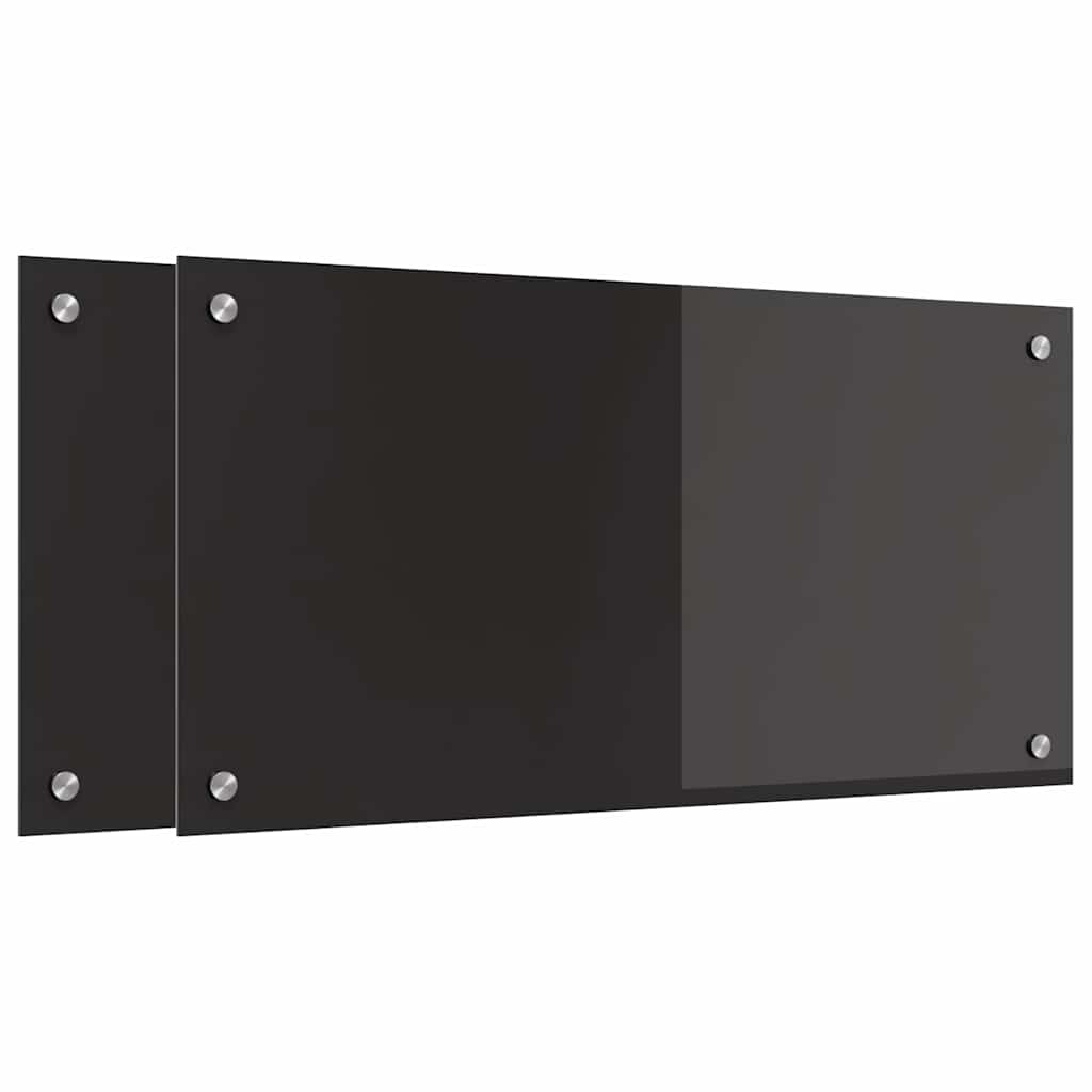 Vidaxxl Küchenrückwand 2 Stk. Schwarz 80 x 40 cm Hartglas