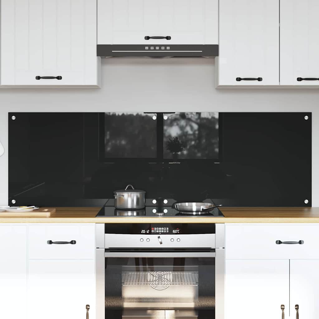 Vidaxxl Küchenrückwand 2 Stk. Schwarz 80 x 50 cm Hartglas