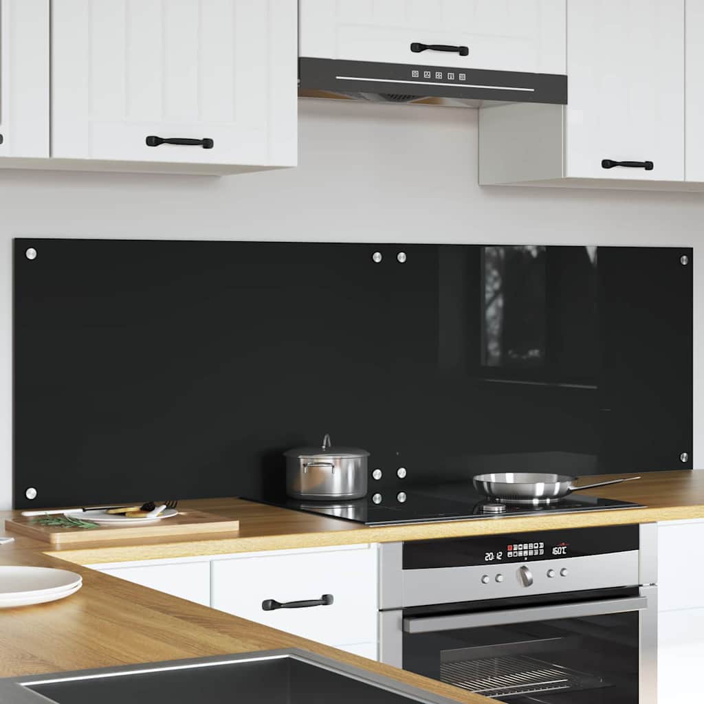 Vidaxxl Küchenrückwand 2 Stk. Schwarz 80 x 50 cm Hartglas