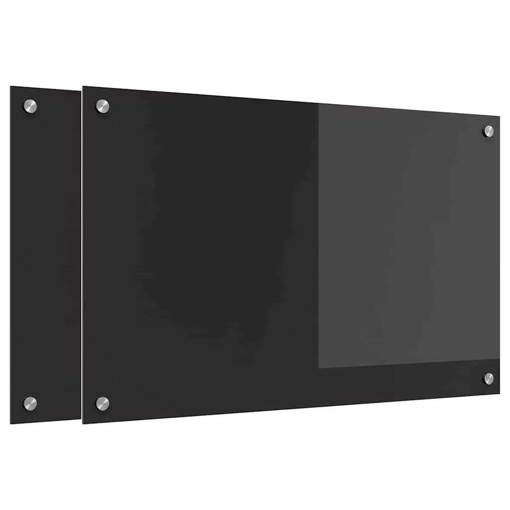 Vidaxxl Küchenrückwand 2 Stk. Schwarz 80 x 50 cm Hartglas