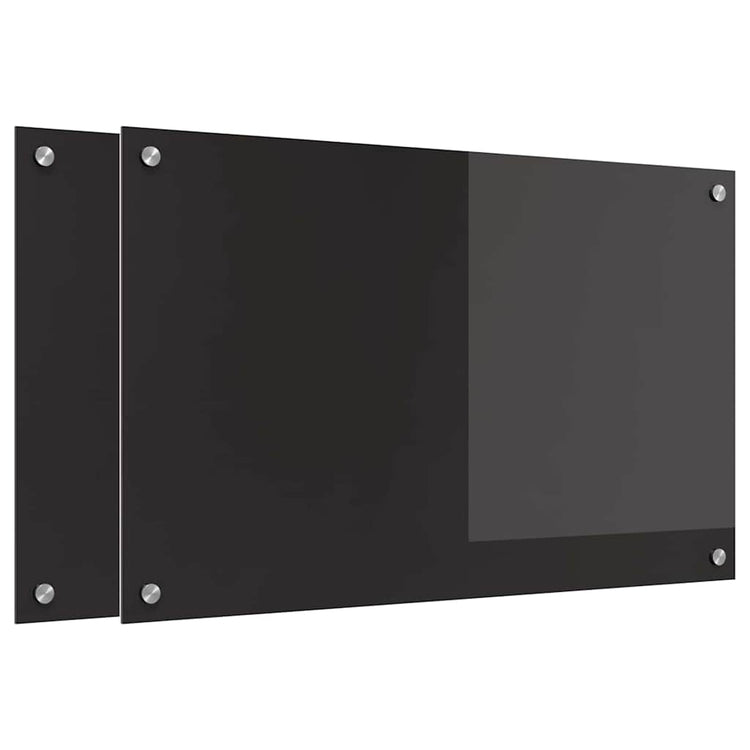 Vidaxxl Küchenrückwand 2 Stk. Schwarz 80 x 50 cm Hartglas