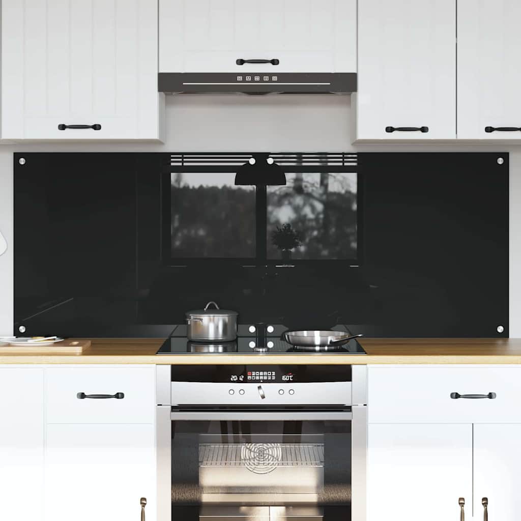 VidaXL Küchenrückwand 2 Stk. Schwarz 80 x 60 cm Hartglas