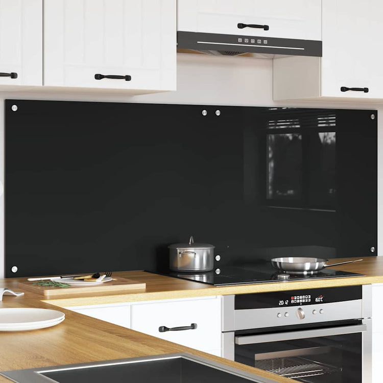 VidaXL Küchenrückwand 2 Stk. Schwarz 80 x 60 cm Hartglas