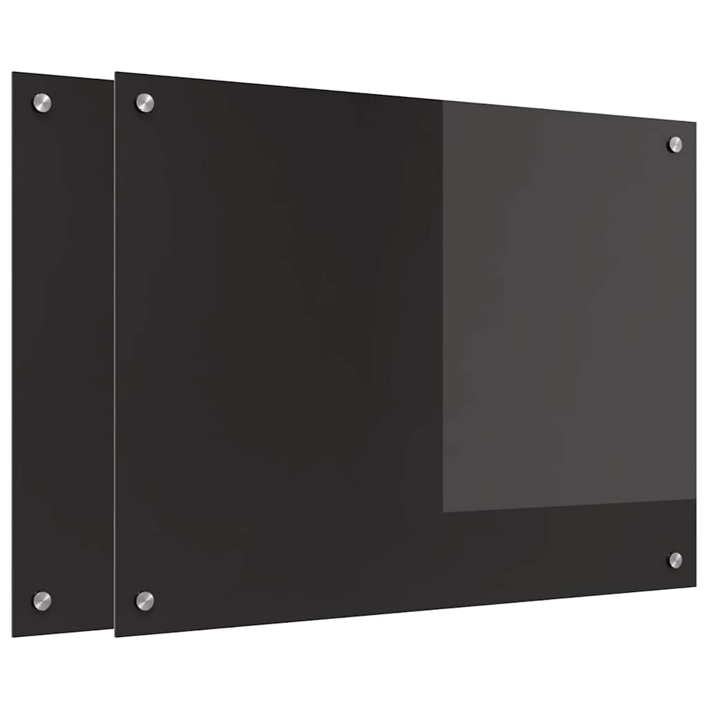 VidaXL Küchenrückwand 2 Stk. Schwarz 80 x 60 cm Hartglas